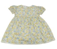 Bielo-modro-žlté kvetované šaty F&F