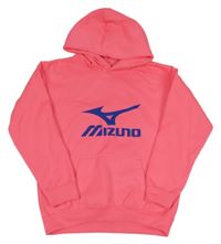 Neónově ružová športová mikina s nápisom a kapucňou