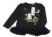 Nové - Čierna šatová tunika s mačkami a nápisom Pep&Co