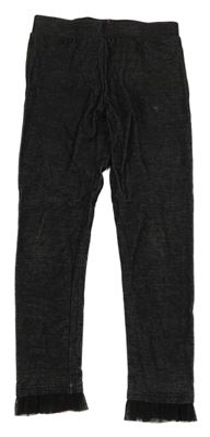 Čierne melírované legíny s tylovým volánikom