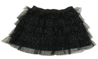 Čierna trblietavá tylová sukňa
