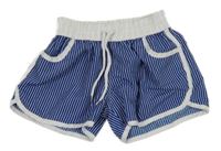 Modro-bílé pruhované plážové kraťasy 