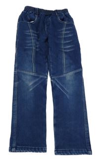 Tmavomodré teplákové rifle