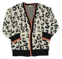 Bílo-černo-šedý leopardí svetrový cardigan F&F