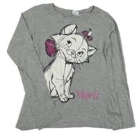 Sivé melírované tričko s mačkou Disney
