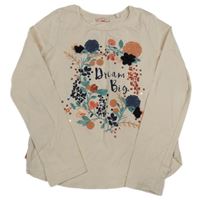 Meruňkové triko s květinami a nápisem C&A