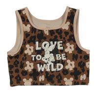 Hnedý vzorovaný športový crop top s Minnie Zara