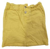 Žltá rifľová sukňa s vreckami H&M