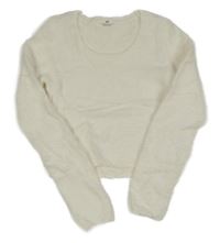Biely chlpatý crop sveter H&M