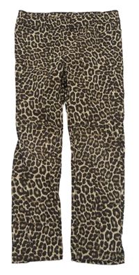 Béžovo-hnedé elastické nohavice s leopardím vzorom Kiki&Koko