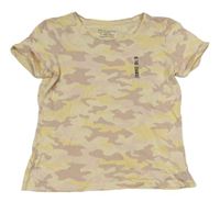 Smetanovo-žluto-starofialové army tričko s nápisem Primark