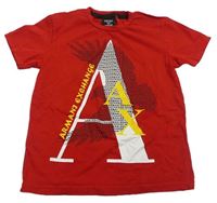 Červené tričko s potiskem Armani Exchange