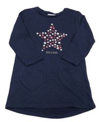 Tmavomodré teplákové šaty s hviezdou Topolino