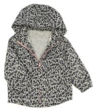 Bielo-čierna vzorovaná šušťáková jarná bunda s kapucňou H&M
