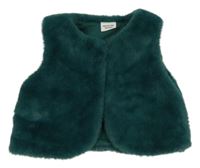 Tmavozelená kožušinová podšitá vesta