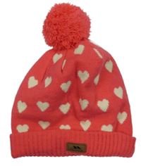 Růžovo-bílá čepice se srdíčky a bambulí Trespass