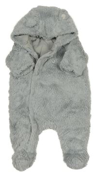 Sivá chlpatá zateplená kombinéza s kapucňou Mothercare