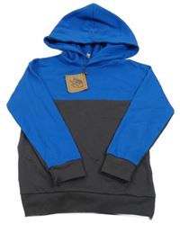 Nové - Modro-Antracitová mikina s kapucňou