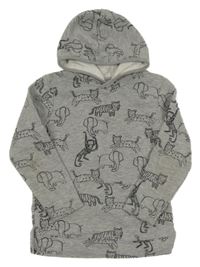 Sivá mikina so zvieratkami a kapucňou M&S