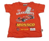 Nové - Červené tričko s autom a nápismi