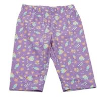 Lila UV crop legíny s podmořským světem Pocopiano