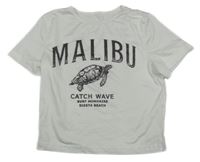 Biele crop tričko s želvičkou a nápismi