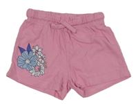 Ružové kraťasy s kvetmi
