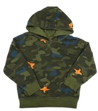 Kaki-oranžová army mikina s kapucňou Primark