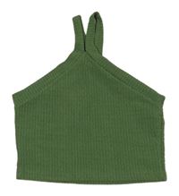 Zelený rebrovaný crop top Shein