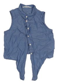 Světlemodrý propínací crop top H&M
