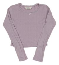 Lila crop tričko s mašlou H&M