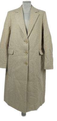 Dámský béžový vzorovaný vlněný kabát M&S