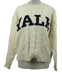 Dámský smetanový vzorovaný svetr s logem Yale Primark 