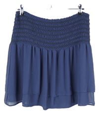 Dámska tmavomodrá šifónová sukňa s žabičkovým pasom H&M