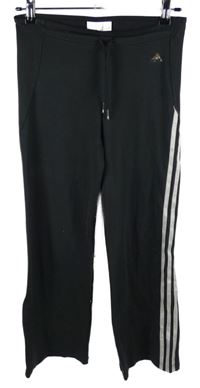 Dámske čierne športové funkčné voľné é tepláky s pruhmi Adidas