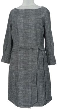 Dámske sivo-čierne vzorované šaty s opaskom H&M