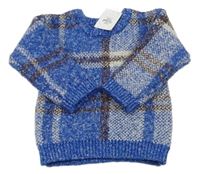 Modro-bílo-hnědý kostkovaný svetr Primark