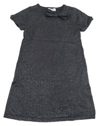 Čierne trblietavé pletené šaty s mašlou H&M