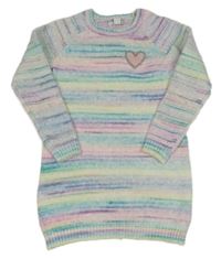 Barevné pruhované pletené šaty se srdíčkem Primark