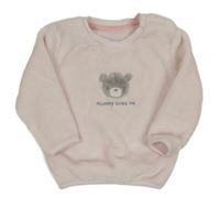 Svetloružová chlpatá mikina s medvěďom zn. Little nutmeg