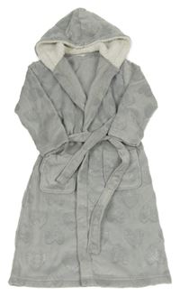 Svetlosivý chlpatý župan so srdiečkami a kapucňou M&S