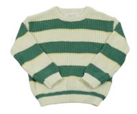 Bielo-zeleno-žltý pruhovaný sveter Primark