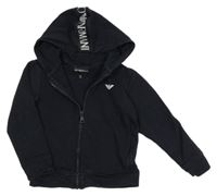 Tmavomodrá propínací mikina s logem a kapucí Armani Jeans