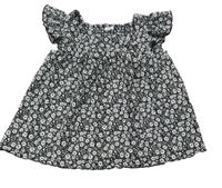 Čierne kvetinové tričko Next