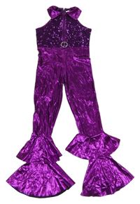 Kostým - Fialový kalhotový overal s flitry