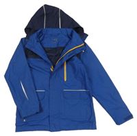 Modrá šusťáková jarní nepromokavá bunda s kapucí Tchibo