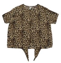 Hnedá zavazovací košeľa s leopardním vzorom Little Pieces