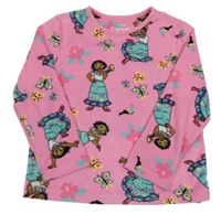 Ružové zamatová tričko s dívkou a kvetinami Disney