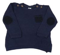 Tmavomodrý sveter s menšestrovou vreckom H&M
