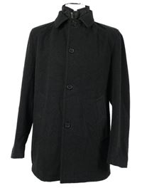 Pánský tmavošedý vlněný kabát s šusťákovou vsadkou Studio Coletti